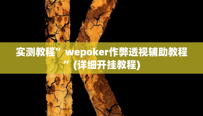 实测教程”wepoker作弊透视辅助教程”(详细开挂教程)
