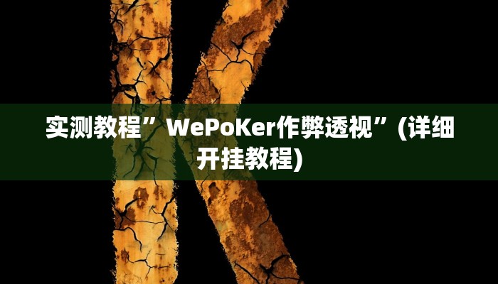 实测教程”wepoker辅助挂方法”(详细开挂教程)