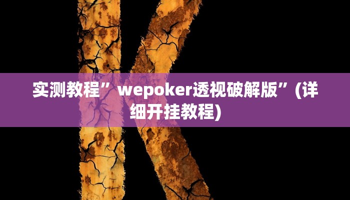 实测教程”wepoker透视破解版”(详细开挂教程)