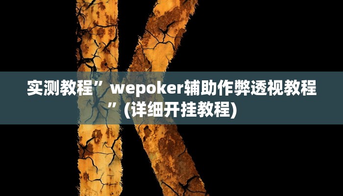 实测教程”wepoker辅助作弊透视教程”(详细开挂教程)
