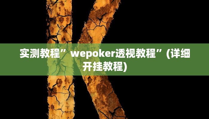 实测教程”wepoker透视教程”(详细开挂教程)
