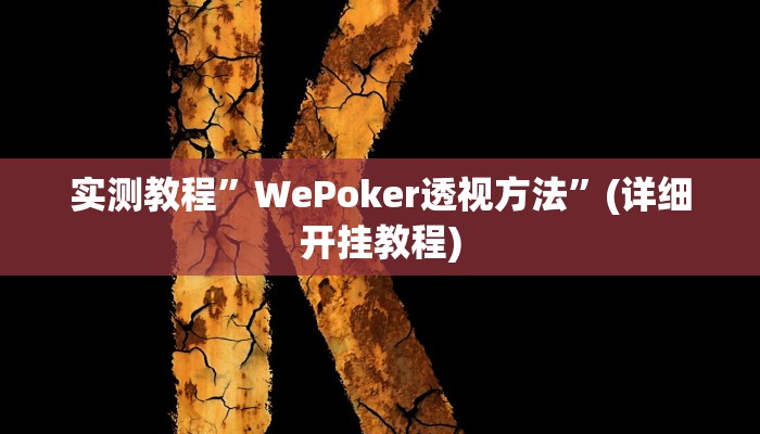 实测教程”WePoker透视方法”(详细开挂教程)