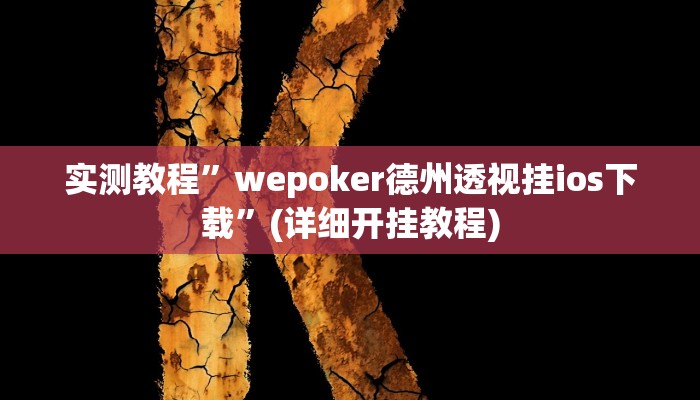 实测教程”wepoker德州透视挂ios下载”(详细开挂教程)