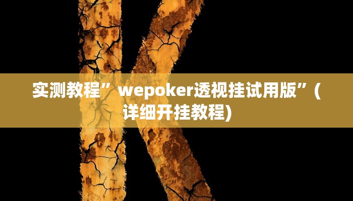 实测教程”wepoker透视挂试用版”(详细开挂教程)