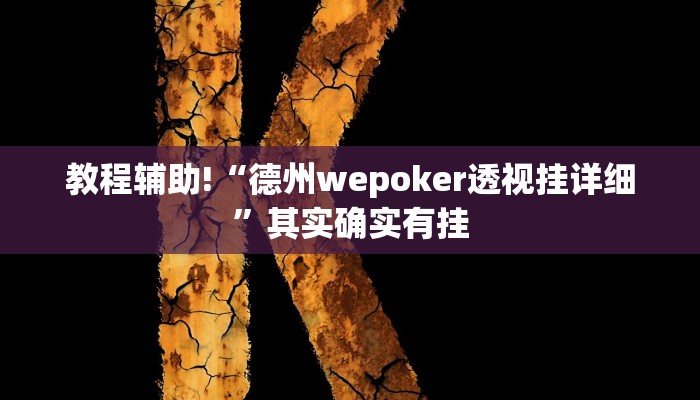 教程辅助!“德州wepoker透视挂详细”其实确实有挂