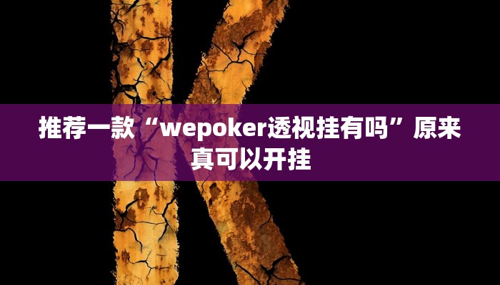 推荐一款“wepoker透视挂有吗”原来真可以开挂
