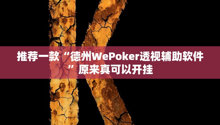 推荐一款“德州WePoker透视辅助软件”原来真可以开挂