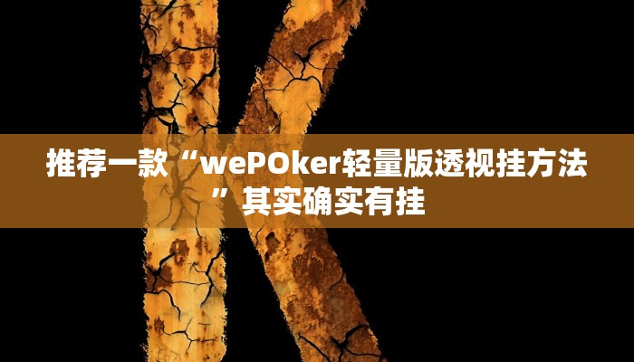 推荐一款“wePOker轻量版透视挂方法”其实确实有挂