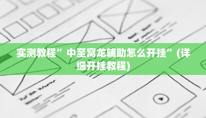 实测教程”中至窝龙辅助怎么开挂”(详细开挂教程)