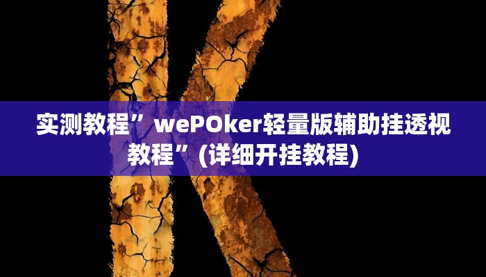 实测教程”wePOker轻量版辅助挂透视教程”(详细开挂教程)