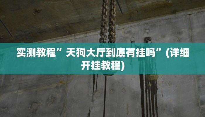 实测教程”天狗大厅到底有挂吗”(详细开挂教程)