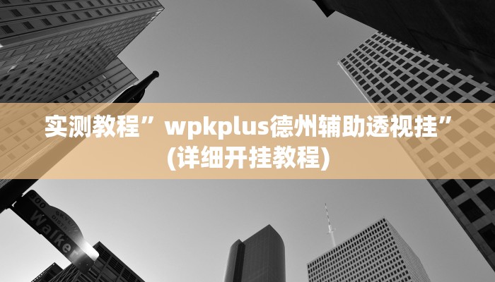实测教程”wpkplus德州辅助透视挂”(详细开挂教程)