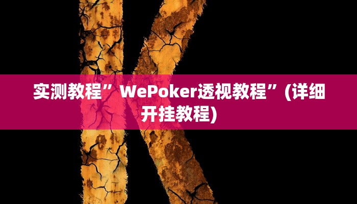 实测教程”WePoker透视教程”(详细开挂教程)